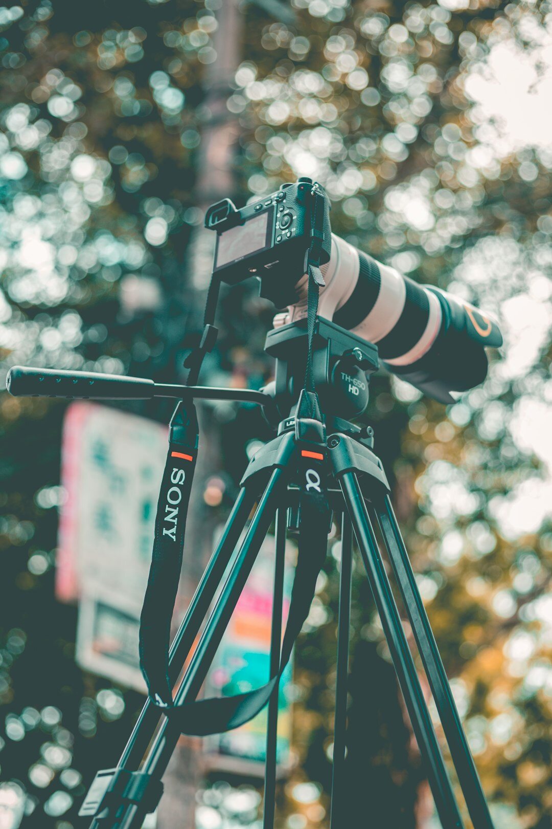 Professional broadcast camera mounted on a tripod inside a television studio